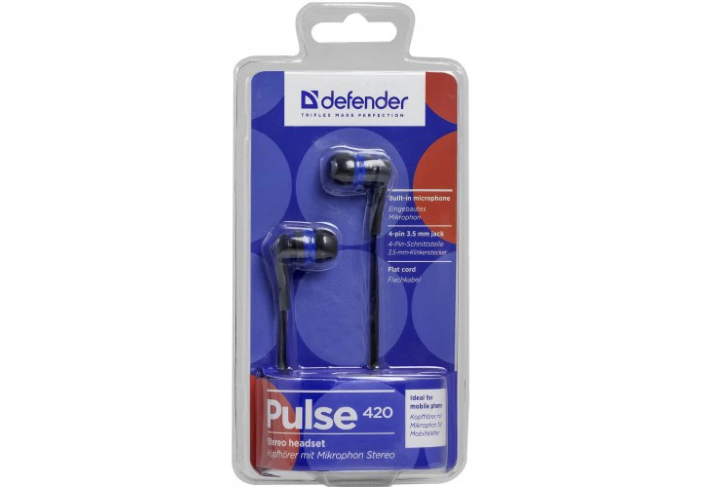 Навушники - вкладиші Defender Pulse 420 з мікрофоном 63421