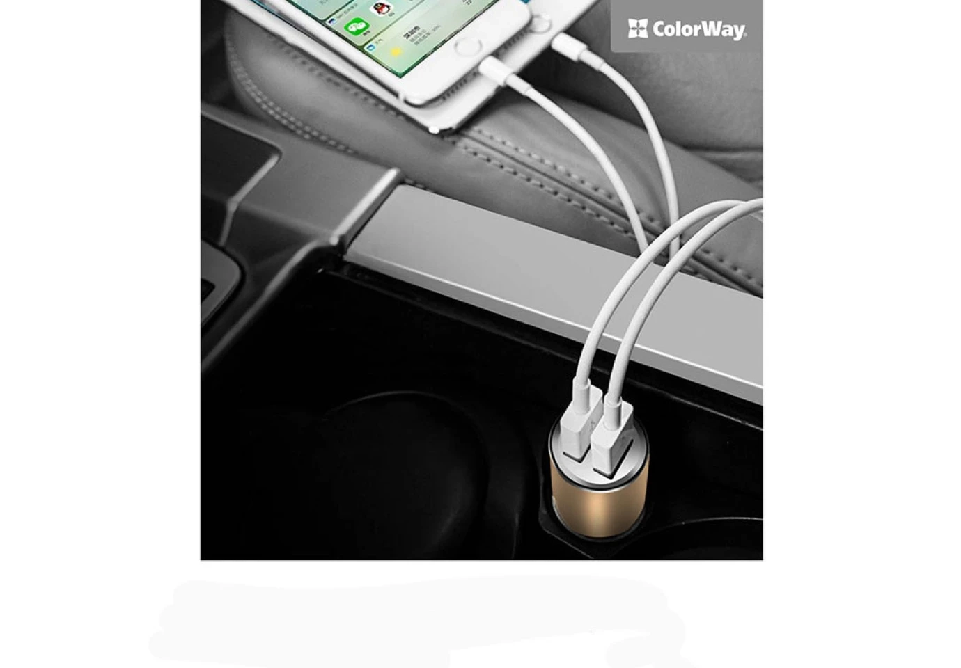 Адаптер автомобільний Colorway 2USB 2.1A з кабелем 1,2м. CW-CHA004-WT