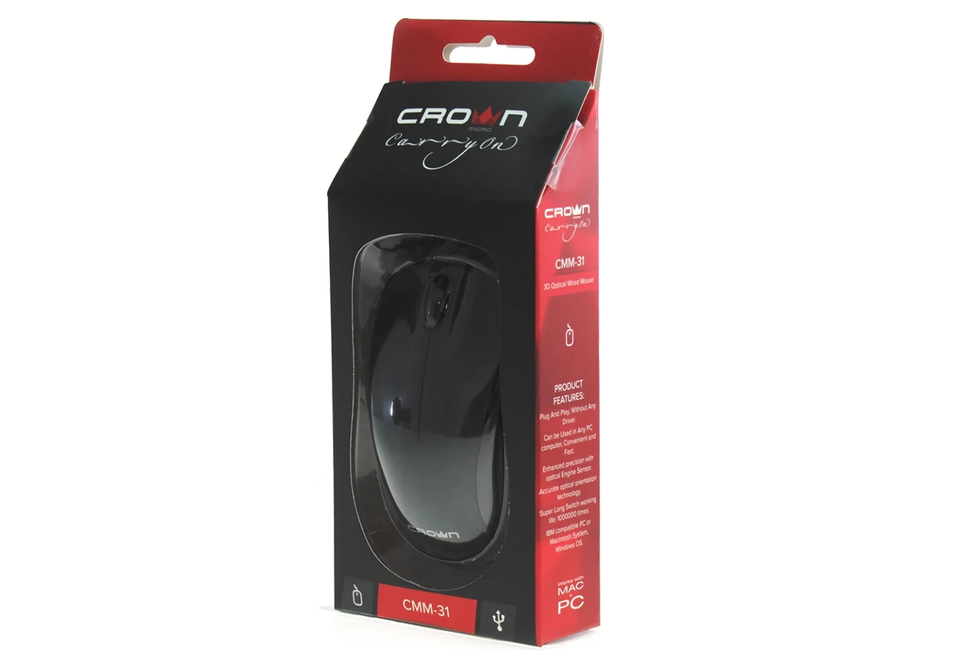 Мишка оптична Crown USB CMM-31