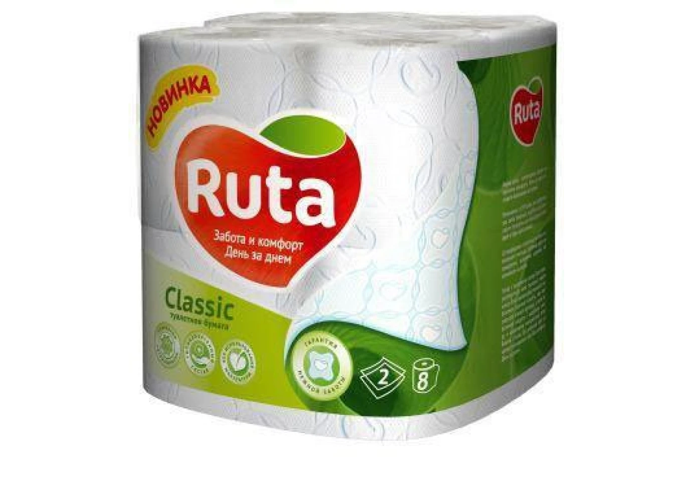Туалетний папір RUTA Classic білий 8 штук в упаковці 0488 116.04.007
