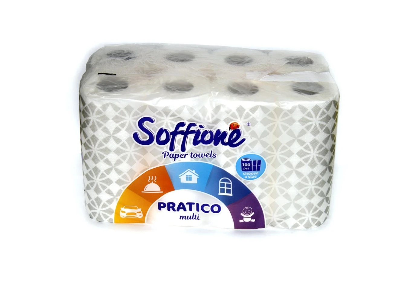 Рушники паперові SOFFIONE Menu  2-х шарові 8 рулонів  в упаковці