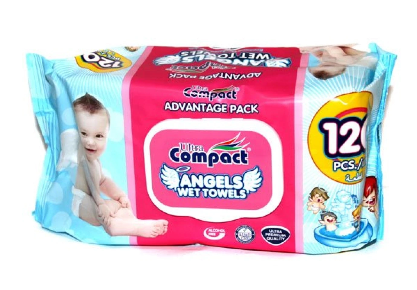 Серветки вологі Ultra COMPACT Angels Wet Towels дитячі 120 штук, з клапаном WW-120