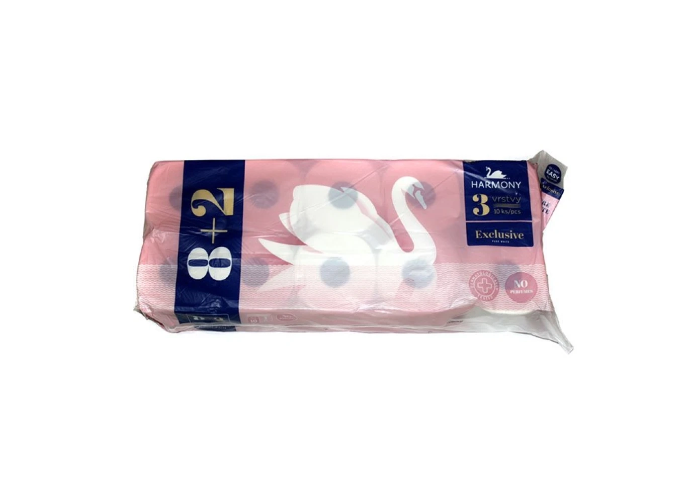 Туалетний папір ТМ HARMONY EXCLUSIVE pure white 3-х шаровий, 8 + 2 штуки 1283