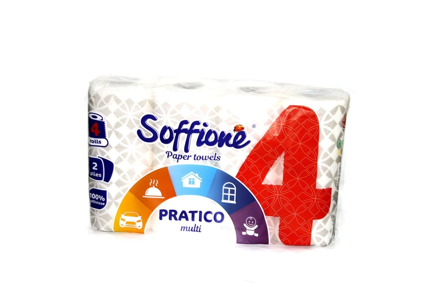 Рушники паперові Soffione Menu 2-х шарові, 4 штуки в упаковці