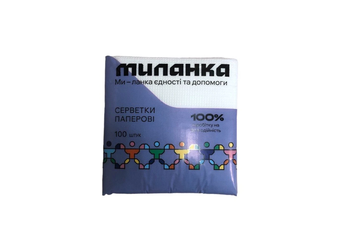 Серветки паперові "Миланка" 1-шарові 100 штук в упаковці