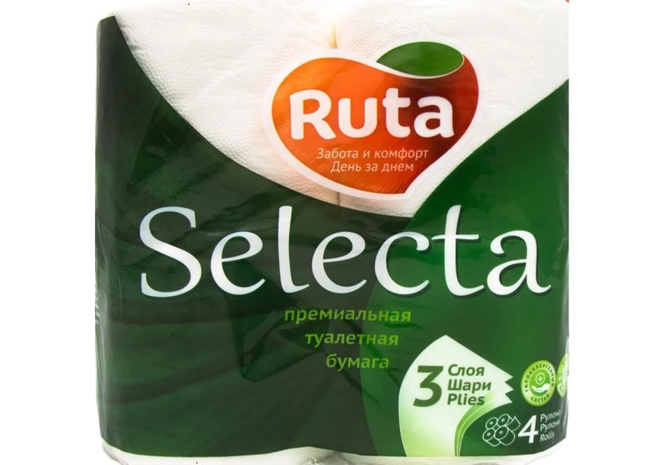 Туалетний папір RUTA SELECTA 3 шари, 4 штуки в упаковці, асорті 744387,744493