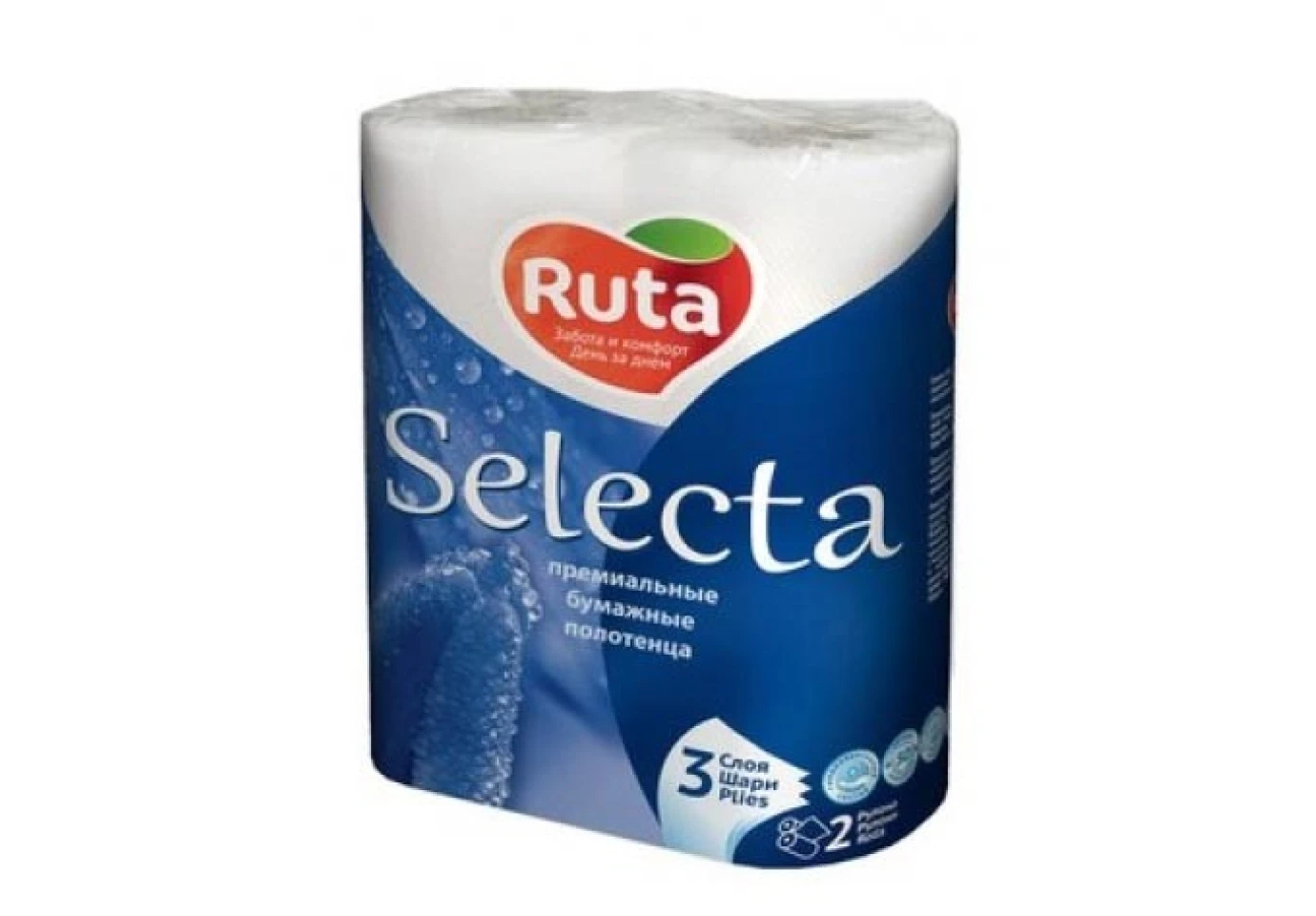 Рушники паперові RUTA Selecta 3-х шарові 2 штуки в упаковці 44516
