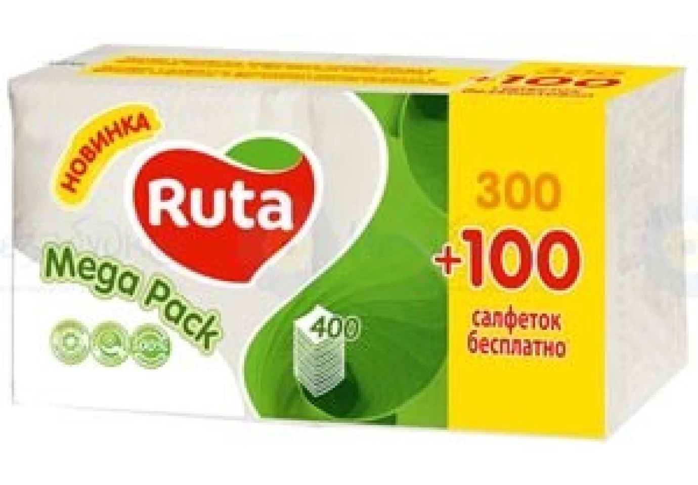 Серветки білі РУТА Mega Pack 400 штук, 1-шар 44622