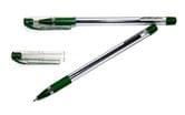Ручка масляна Hiper Ace 0.7 мм, прозорий корпус, колір стрижня зелений HO-515