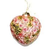 Ялинкова іграшка - серце, з рифленими рожевими трояндами, h = 9см в поліетиленовому пакеті MGHE-9001C