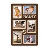 Фоторамка - Колаж FAMILY 51 х 33 на 6 фотокарток 10 х 15 см, коричневе ДВП H6-027A