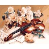 Розпис по номерах Ідейка 40 х 50 см, "Мелодія скрипки", полотно, акрилові фарби, пензлики KHО5500