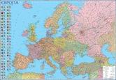 Карта Европы - политическая М1 : 3850000, 160 х 110см, картон / лак, украинская, настенная