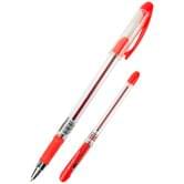 Ручка масляна Axent DB 0,7 мм, корпус прозорий, колір стрижня червоний DB2062-06