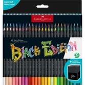 Олівці кольорові Faber-Castell 50 кольорів, чорне дерево, тригранні, картонна коробка 116450