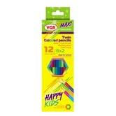 Олівці кольорові VGR Happy Kids двоколірнні 6 шт 12 кольорів 001212DD