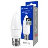 Електролампа GLOBAL LED C37 CL-F 5W 4100K 220V E27 AP 1-GBL-132