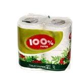 Туалетний папір 100% PAPER 2 шари, 4 штуки в упаковці