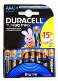 Батарейка DURACELL LR03 MX2400 Alkaline Turbo Max AAA цена за 8 штук, под блистером