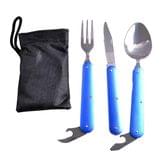 Туристический набор 3 в 1: ложка, вилка, нож, синий 8003