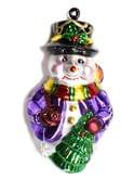 Подвеска - шар Снеговик в фиолетовой шубе, с елкой и подарками, h=18 см, в полиэтиленовом пакете 2ST-003W