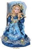 Кукла керамическая h=40 см, голубое платье в викторианском стиле, в подарочной коробке YF16312