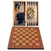 Шахи Гранд Презент дерев'яні, 3 в 1: шахи, шашки, нарди, 24 х 24 см 7721