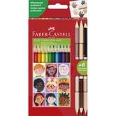 Карандаши цветные Faber-Castell 12 цветов + 3 штуки=6 цветов Bicolor Skintones, картон 511514