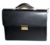 Портфель V.T.R. мужской, кожаный, 3 отделения, карман на молнии, цвет черный + длинная ручка K090596-1
