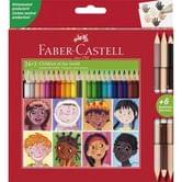 Карандаши цветные Faber-Castell 24 цвета + 3 штуки=6 цветов Bicolor Skintones, картон 511515