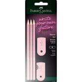 Набор Faber-Castell Sleeve Set: 3 чорнографитных карандаша B + ластик + точилка, блистер 217084