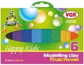 Пластилін VGR Happy Kids 6 кольорів, 100 г, картонна упаковка з європідвісом 26006