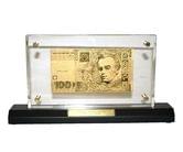 Купюра с золотым напылением Банкнота 100 Грн 28 х 15см GB380/HB131