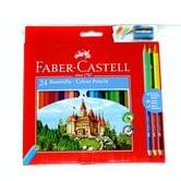 Карандаши цветные Faber-Castell 24 цвета + 3 штуки двухцветных "Замок" + точилка, картона упаковка 110324