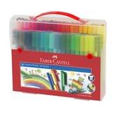 Фломастеры Faber-Castell 80 цветов Connector в пластиковой коробке - чемодане 155579