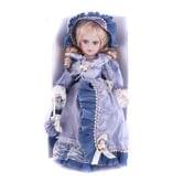 Кукла керамическая h=40 см, серо - фиолетовое платье в викторианском стиле, в подарочной коробке LT16143-2