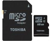 Карта памятиToshiba 16Gb  Micro SDHC Class4 + адаптер THN-M102K0160M2