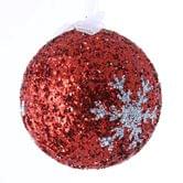 Шар елочный из пенопласта красный с узором снежинка 9 см YCQ6754