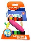 Мел Y-PLUS восковый Peanut "Чистые руки" 12 цветов в упаковке CR150100