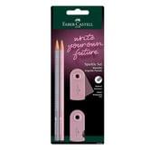 Набір Faber-Castell Sketch Set: 2 чорнографітних олівця + гумка + точилка, рожевий 218480