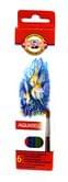 Карандаши цветные KOH-I-NOOR акварельные Mondeluz Рыбки 6 цветов, шестигранные, картонная упаковка 3715