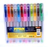 Ручка гелева ТІКІ, набір з 12 кольорів з блискітками‚ прозорий корпус 52205-TK