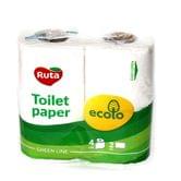 Бумага туалетная Ruta Ecolo 2 слоя, 4 штуки в упаковке, цвет белый, 105 х 93 мм 47135