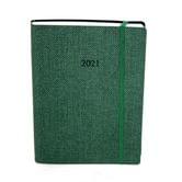 Ежедневник датированный 2021 По А5 TWEED 176 листов, линия, бумага белая, зеленый, на резинке 240 2540 гумка