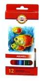 Олівці кольорові KOH-I-NOOR акварельні Mondeluz Рибки 12 кольорів, шестигранні, картонна упаковка 3716