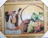 Гобелен у дерев'яній рамі 30 х 40 см "Натюрморт виноград з шампанським" D3040/L