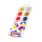 Краска акварельная Гамма "Творчество" 6 + 6 флуоресцентных цветов, без кисточки, пластиковая коробка 400118