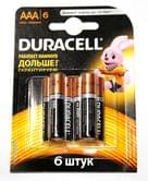 Батарейка DURACELL LR03 MN2400, 6 штук в упаковке, цена за упаковку