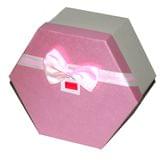 Коробка для подарков, шестигранная 22 х 10 см, з бантом, цвет ассорти