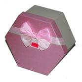 Коробка для подарунків, шестигранна 18,5 х 8,5 см, з бантом, колір асорті